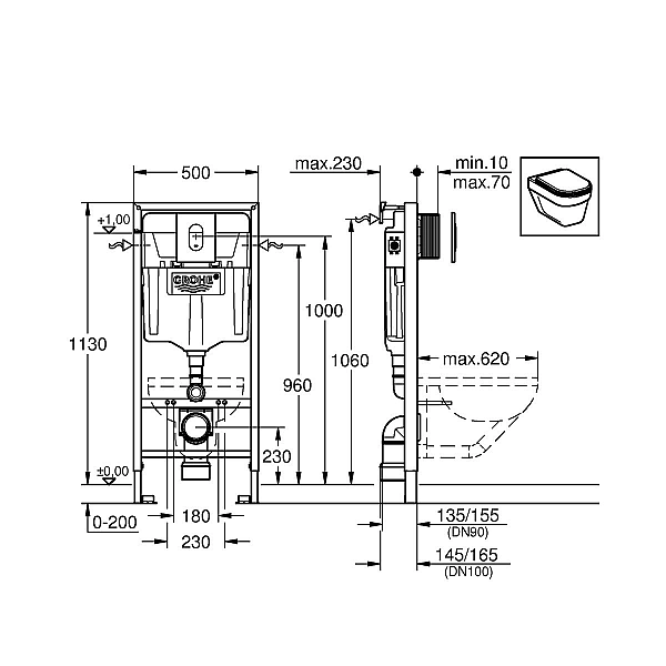 38929000 Rapid SL інсталяція комплект 4в1, клавіша Arena Cosmopolitan, хром (1 сорт) - Фото - 2