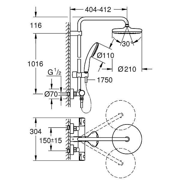26811001 New Tempesta Cosmopolitan 210 Душова система з термостатом (1 сорт) - Фото - 7