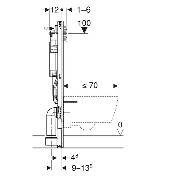 111.300.00.6 Duofix Інсталяція д/підв. унітазу, 112 см, зі змивним бачком прихованого монтажу Sigma 12 см (1 сорт) - Фото - 4