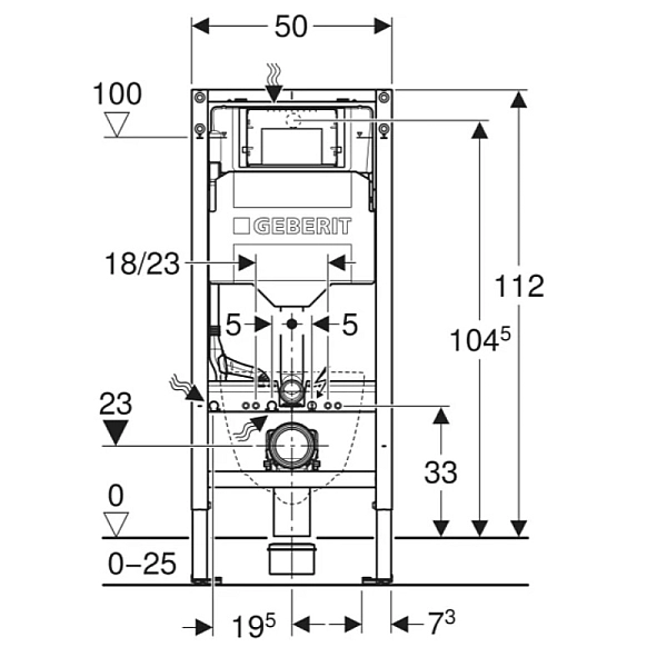 111.300.00.6 Duofix Інсталяція д/підв. унітазу, 112 см, зі змивним бачком прихованого монтажу Sigma 12 см (1 сорт) - Фото - 3