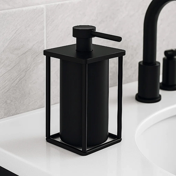 7030120B UP Дозатор для рідкого мила окремостоячий, чорний матовий (1 сорт) - Фото - 3