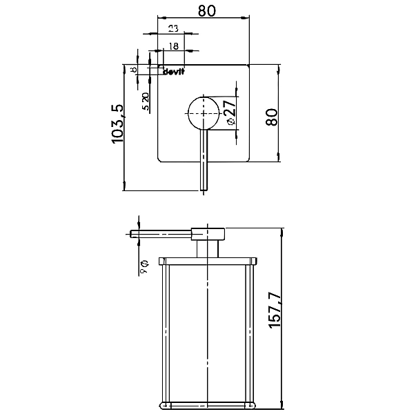 7030120B UP Дозатор для рідкого мила окремостоячий, чорний матовий (1 сорт) - Фото - 2