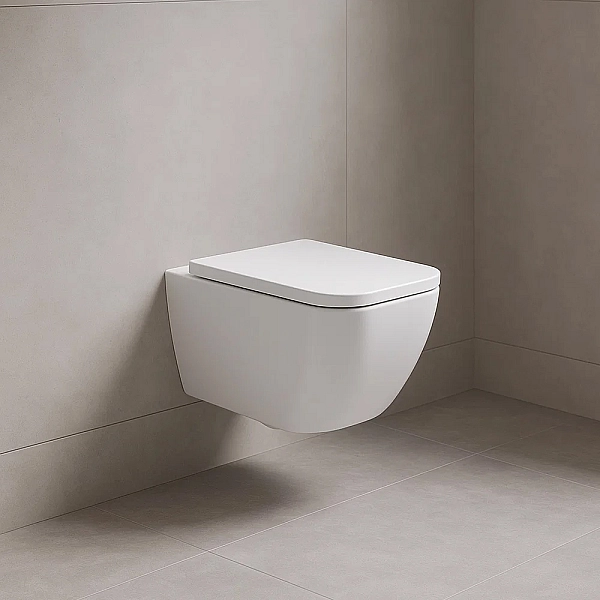 2030140 QUADRA Підвісний безобідковий унітаз з кришкою soft-close, білий глянець (1 сорт) - Фото - 3