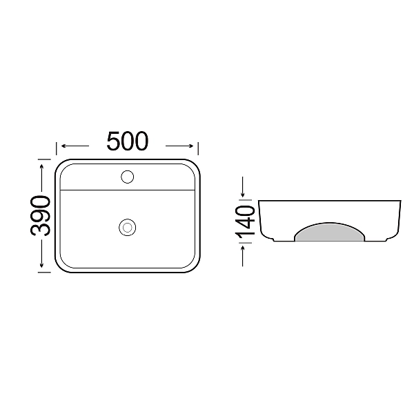1711040 Quadra Раковина на стільницю, 1 отв.під змішувач,  білий глянець (1 сорт) - Фото - 2