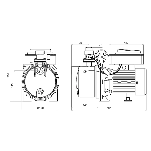 Насос поверхневий самовсмоктувальний з термодатчиком Thermo Alliance SJETS-100NT 0,75 кВт - Фото - 2