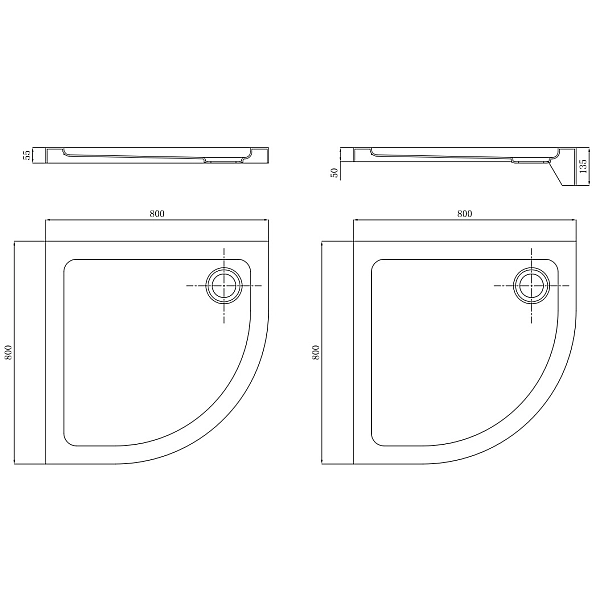 STQ2080 FRAME Піддон чверть кола 80*80 (1 сорт)