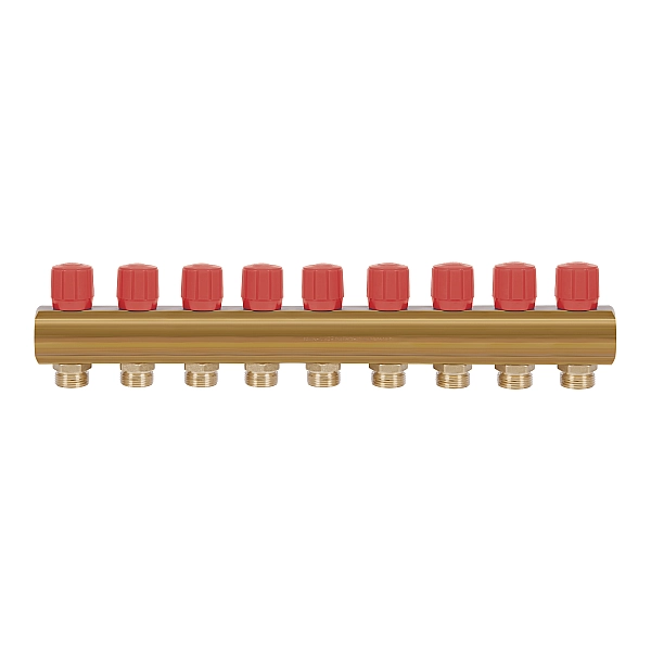 Коллектор Icma с регулировочными вентилями 1" 9 выходов №1105 (Red) - Фото - 3