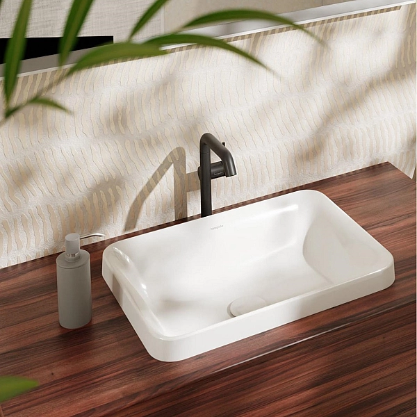60158450 Xuniva Q Раковина прямокутна врізна з переливом, 550 x 400 мм, білий (1 сорт) - Фото - 2