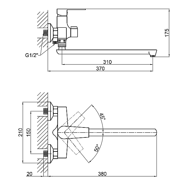 Змішувач для ванни Brinex 35C 005 - Фото - 2