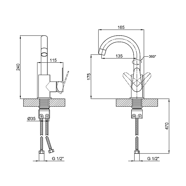 Змішувач для кухні Lidz Vida 015F2 (k35) LDVID015F2NKS43353 Nickel - Фото - 2