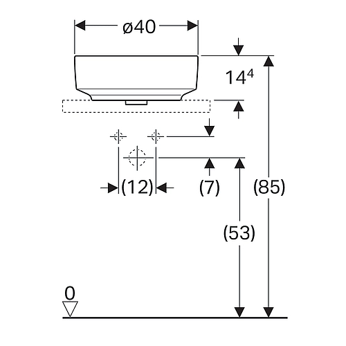 500.768.01.2 VariForm Умивальник круглий d=40см, що вбуд.на стільницю, без отв. під змішувач, без перелива, білий глянець (1 сорт) - Фото - 4