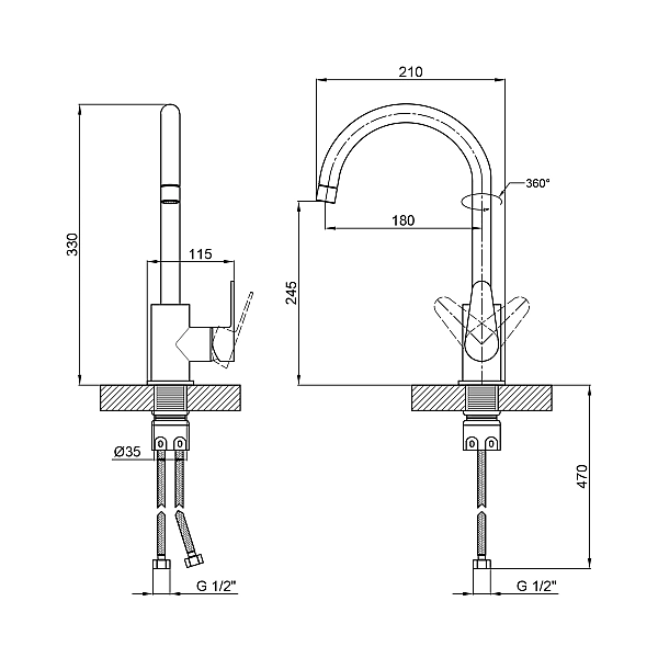 Змішувач для кухні Lidz Vida 015F (k35) LDVID015FNKS43355 Nickel - Фото - 2