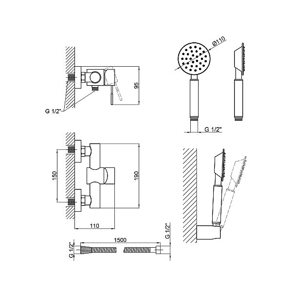 Смеситель для душа Lidz Aria 010 (с душевым гарнитуром) (k35) LDARI010NKS43361 Nickel - Фото - 2