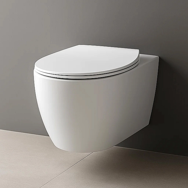 3020155W ACQUA NEW Унітаз підвісний безобідковий, тонка кришка soft-close, quickfix, білий матовий ( 2пак) (1 сорт) - Фото - 4