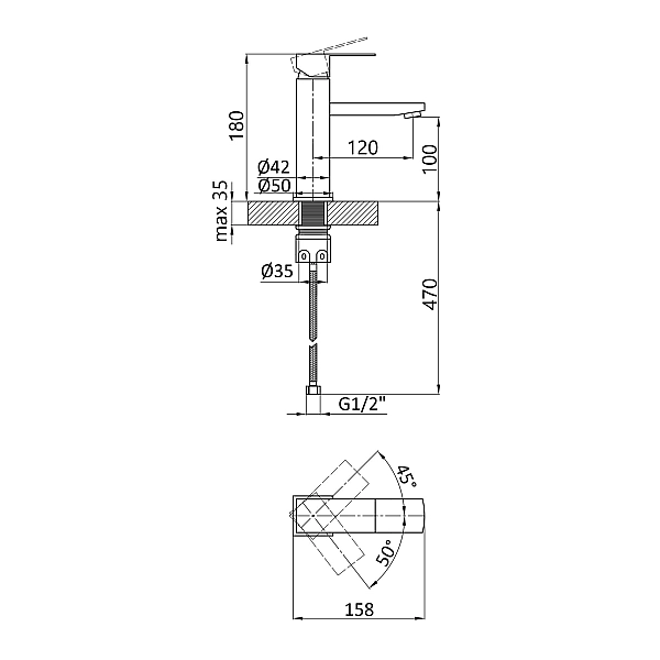 Змішувач для раковини Lidz Kubis 001F (k35) LDKUB001FBLA43376 Black - Фото - 2