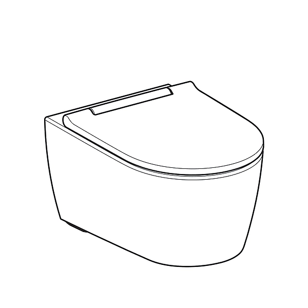 500.202.01.1 Підвісний унітаз Geberit ONE, без обідка, воронкоподібний змив TurboFlush, прих.кріплення, декор накладка хром, захисне покриття KeraTect: в комплекті з кришкою Duroplast, швидкоз'ємні петлі, SoftClose та із звукоізолюючою прокладкою (1 сорт)