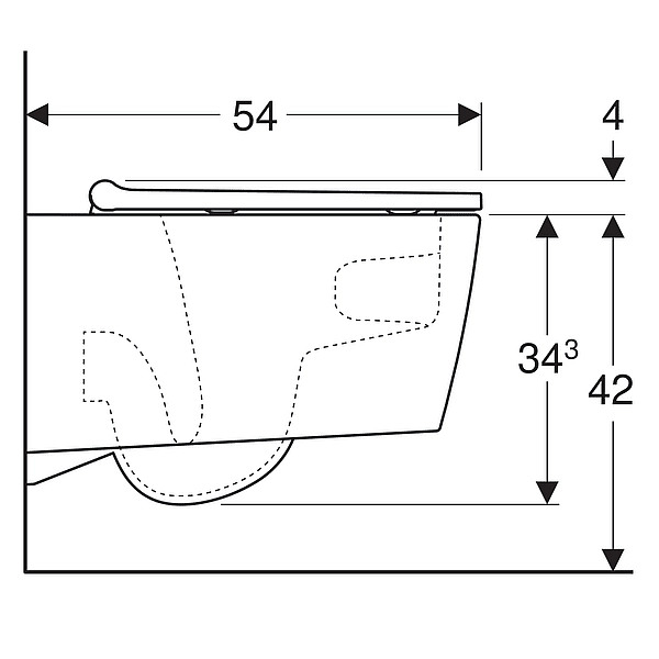 500.202.01.1 Підвісний унітаз Geberit ONE, без обідка, воронкоподібний змив TurboFlush, прих.кріплення, декор накладка хром, захисне покриття KeraTect: в комплекті з кришкою Duroplast, швидкоз'ємні петлі, SoftClose та із звукоізолюючою прокладкою (1 сорт) - Фото - 4