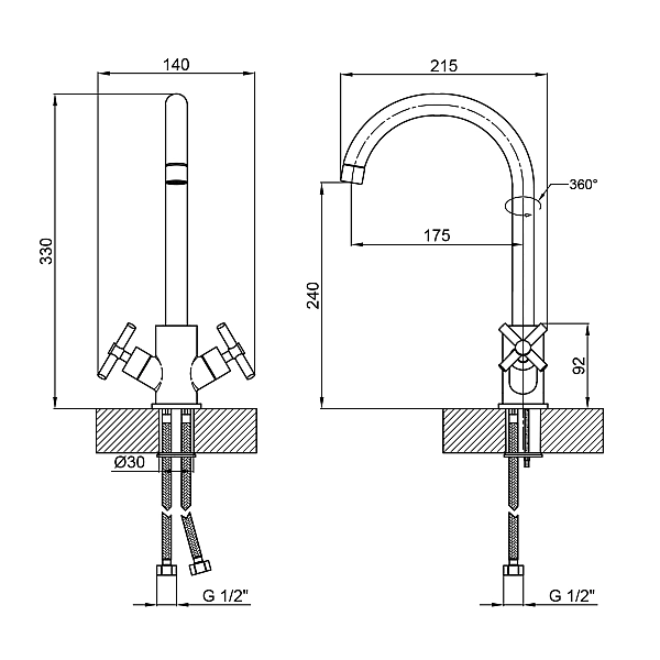 Смеситель для кухни Lidz Wind 013F двухвентильный LDWIN013FNKS43390 Nickel - Фото - 2