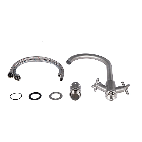 Смеситель для кухни Lidz Wind 013F двухвентильный LDWIN013FNKS43390 Nickel - Фото - 4