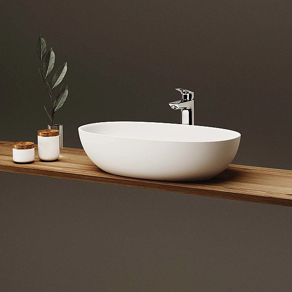 IBELS/00 BELLA Раковина 65см з литого (штучного) каменю Silkstone, білий мат (1 сорт) - Фото - 3