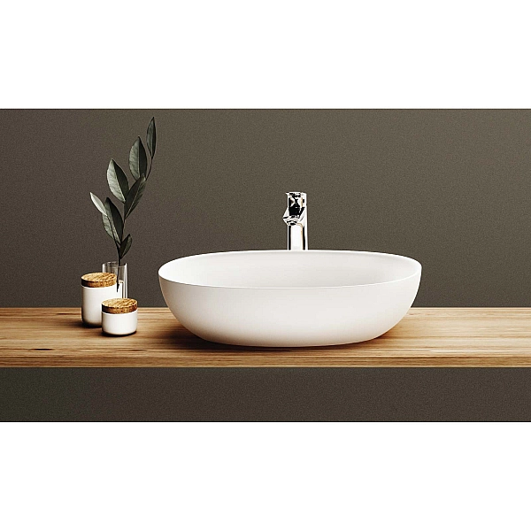 IBELS/00 BELLA Раковина 65см з литого (штучного) каменю Silkstone, білий мат (1 сорт) - Фото - 4