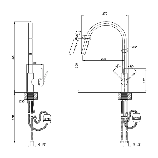 Смеситель для кухни Lidz Aria 015FL2 (k35) LDARI015FL2NKS43397 Nickel - Фото - 2
