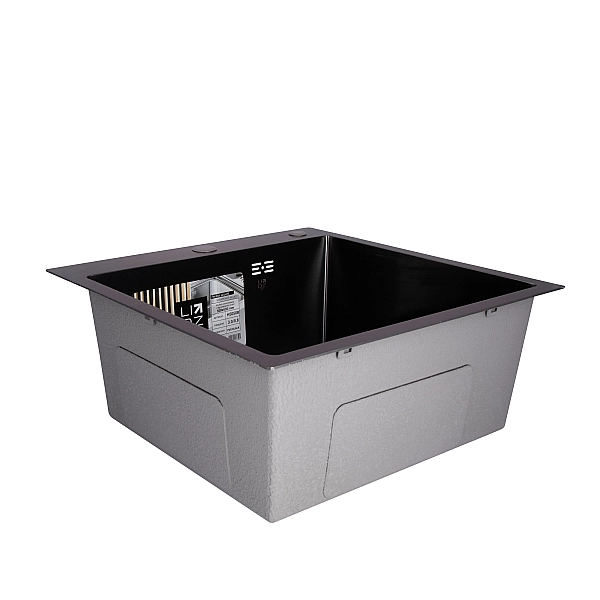 Мойка для кухни интегрированная Lidz Handmade H5050B (LDH5050BPVD43619) Brushed Black PVD 3,0/1,0 мм - Фото - 3