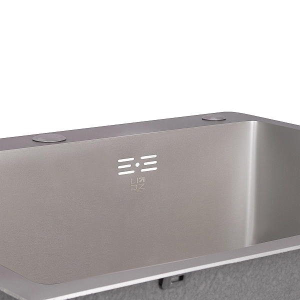 Мойка для кухни интегрированная Lidz Handmade H6050G (LDH6050GPVD43622) Brushed Grey PVD 3,0/1,0 мм - Фото - 5