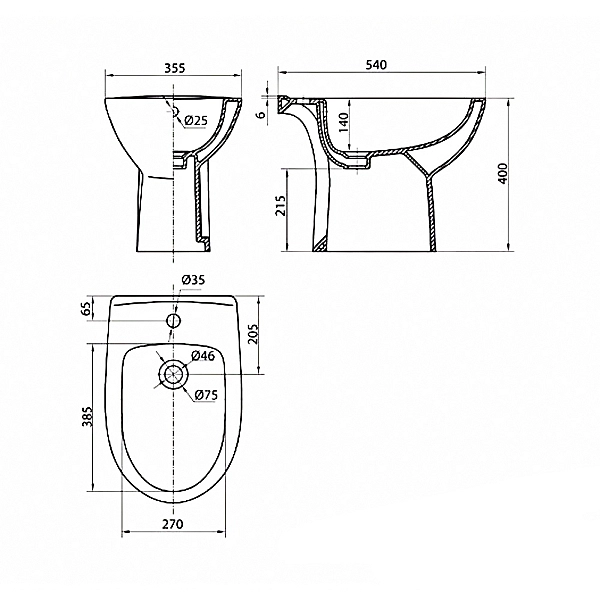 L75000000 FREJA Біде підлогове (1 сорт) - Фото - 3