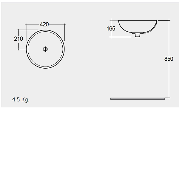 OC72AWHA DIANA Раковина на стільницю кругла, d 41 см (1 сорт) - Фото - 2