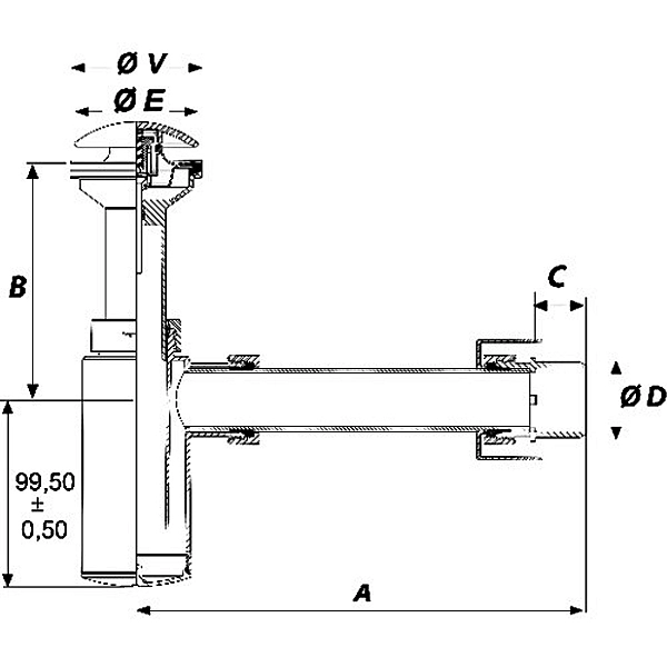 DEV001756 дизайн сифон для раковини з донним клапаном click-clack, чорний, випуск d32/d40 (1 сорт) - Фото - 2