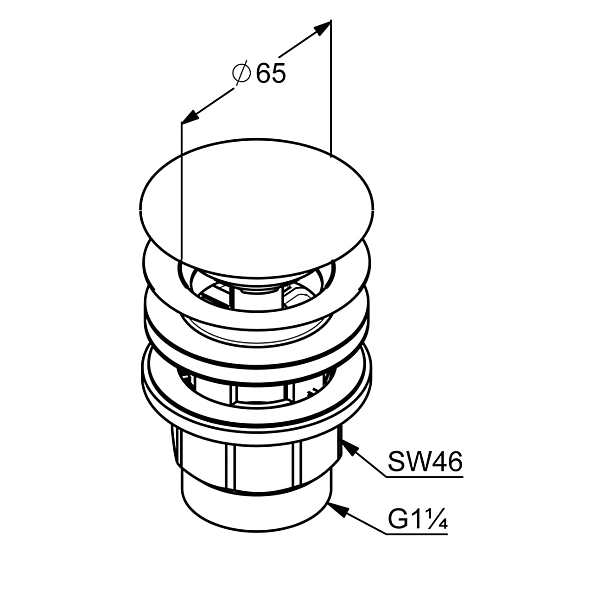 1042653-00 KLUDI Донний клапан push open, білий мат. (1 сорт) - Фото - 2