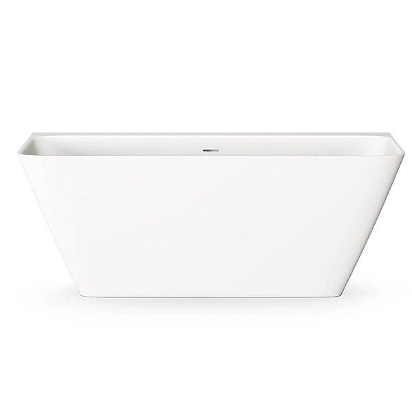VAQUAWAS/00 QUADRO WALL Ванна пристінна 160х76 см з литого (штучного) каменю Silkstone, з інтегрованим сифоном, колір білий мат (1 сорт)