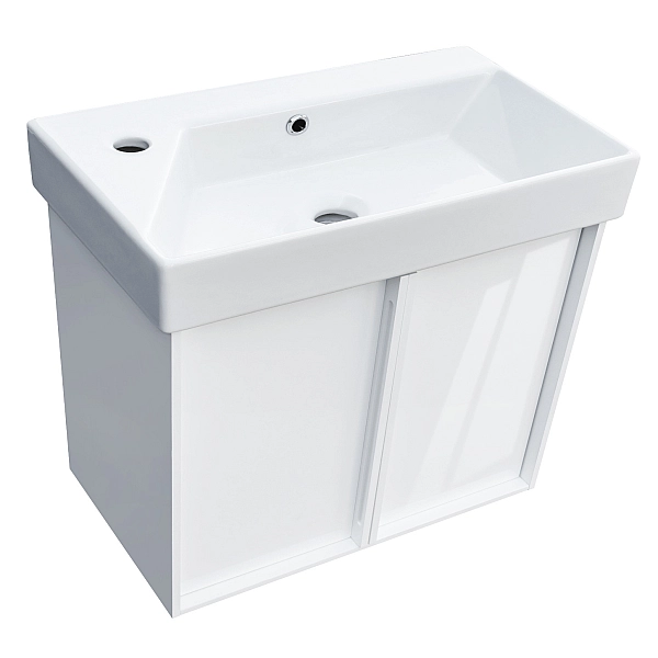 083065W QUADRA Тумба 65 біла глянцева з умивальником та сифоном (1 сорт) - Фото - 3