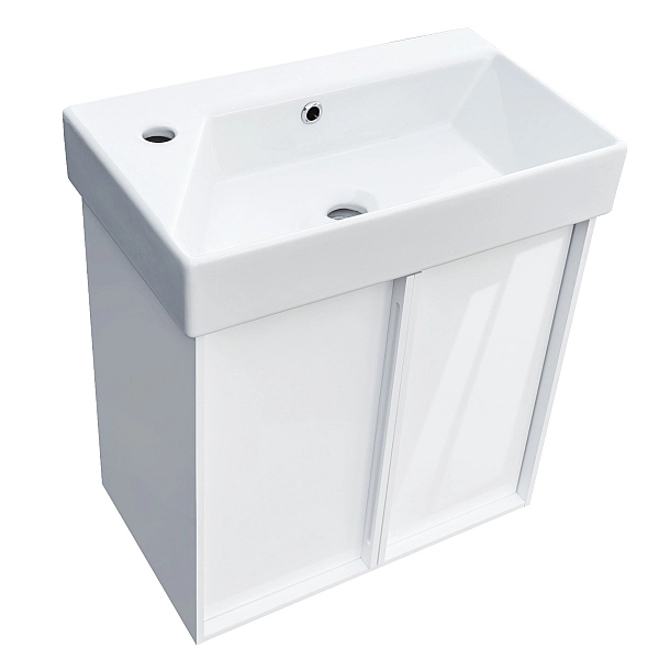 083055W QUADRA Тумба 55 біла глянцева з умивальником та сифоном (1 сорт) - Фото - 3