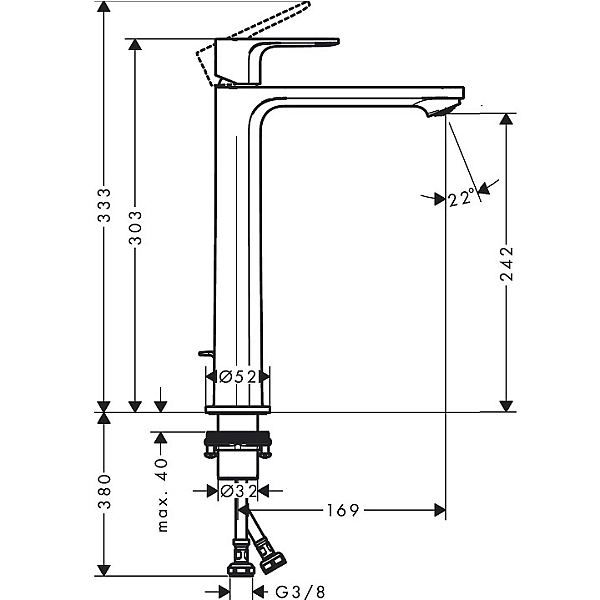 72590670 Rebris S Змішувач д/раковини 240 CoolStart EcoSmart+ з д/к, чорний матовий (1 сорт) - Фото - 2