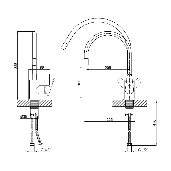 Змішувач для кухні Lidz Vida 015F3 з гнучким виливом (k35) LDVID015F3GRE43356 Grey - Фото - 2