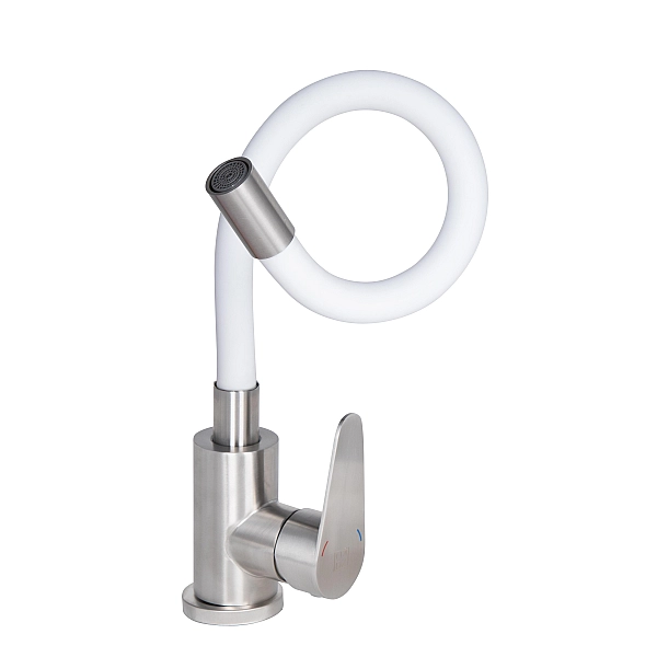 Смеситель для кухни Lidz Vida 015F3 с гибким изливом (k35) LDVID015F3WHI43357 White / Nickel - Фото - 3