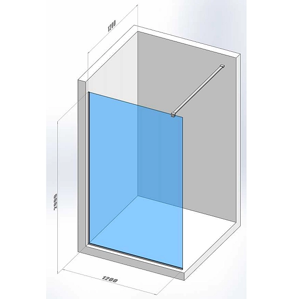 DSN120200 Style New Душове огородження Walk-In 1200x2000, хром (1 сорт) - Фото - 2