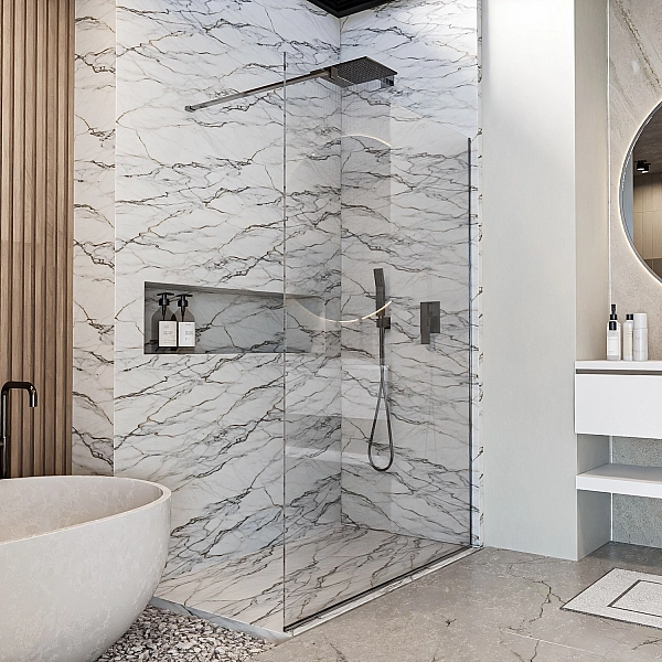 DSN120200 Style New Душове огородження Walk-In 1200x2000, хром (1 сорт) - Фото - 3