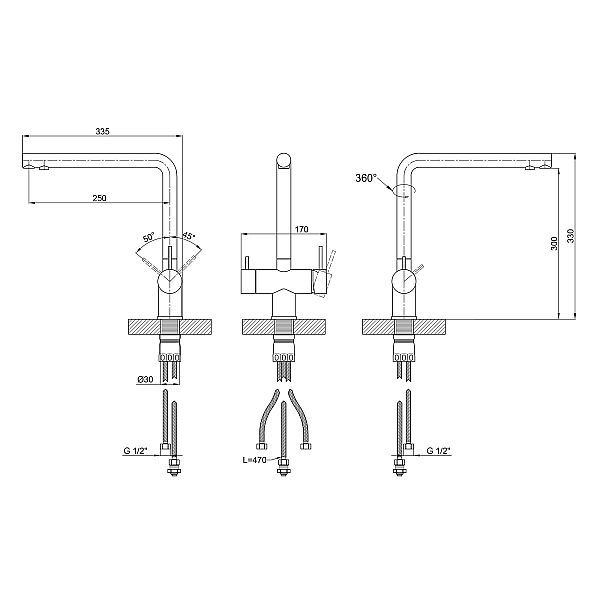 Змішувач для кухні Lidz Aria 020F1 (k35) LDARI020F1NKS43359 Nickel - Фото - 2