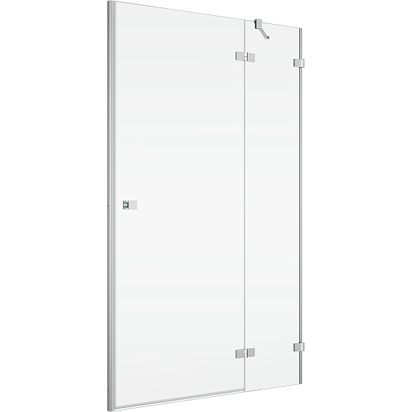 AN13WD11005007  Annea одностворчаті двері з фіксованою стінкою в одній лінії і L-кріпленням, петлі справа, 1100*200мм, алюміно-хром, прозоре скло (1 сорт)