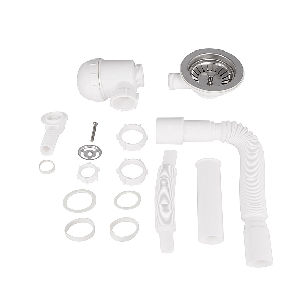 Сифон для кухонної мийки Lidz (WHI) LK14, колбовий з круглим переливом (вихід 50 мм) - Фото - 3