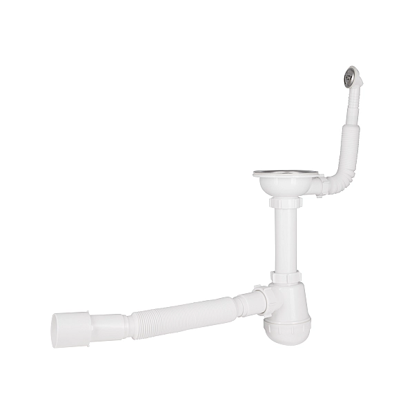 Сифон для кухонной мойки Lidz (WHI) LK14, колбовий с круглым переливом (выход 50 мм)