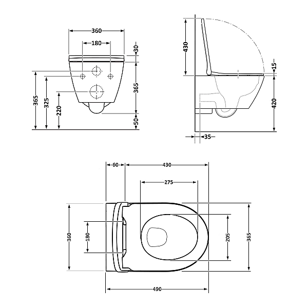 Унітаз підвісний Qtap Robin Mew безобідковий з сидінням Soft-close QT13332381АSW - Фото - 2
