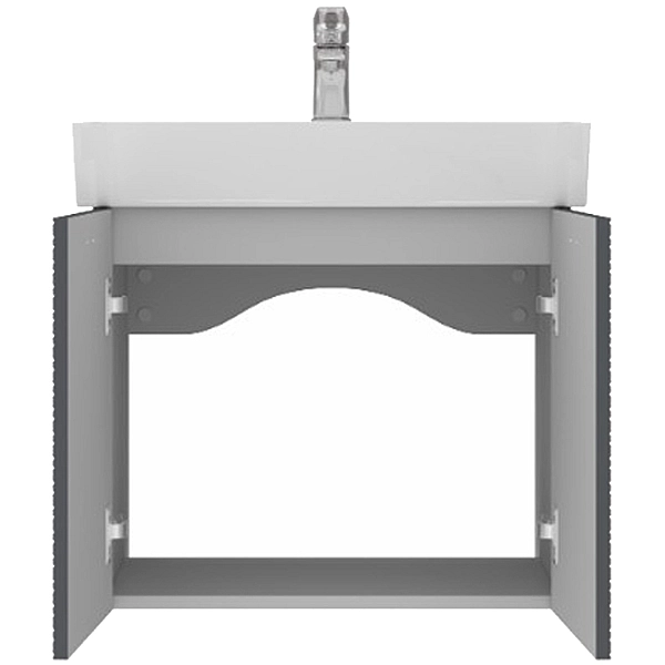 484060A Flow Тумба 60 з умивальником та ручками, антрацит матовий (1 сорт) - Фото - 3