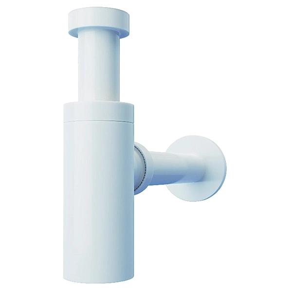 DVPL002 Дизайнерський пластиковий сифон для раковини 1 1/4, випуск 32мм, білий (1 сорт) - Фото - 2