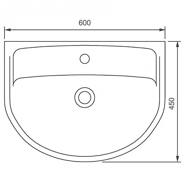 2321600UA STATUS Раковина 60 см, з переливом, з отв.для зміш по центру (1 сорт) - Фото - 2