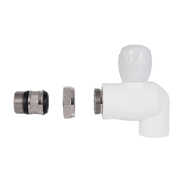 Кран Радиат. Шаров. 25*3/4 углов. (В.О.) "Белый" - Фото - 4