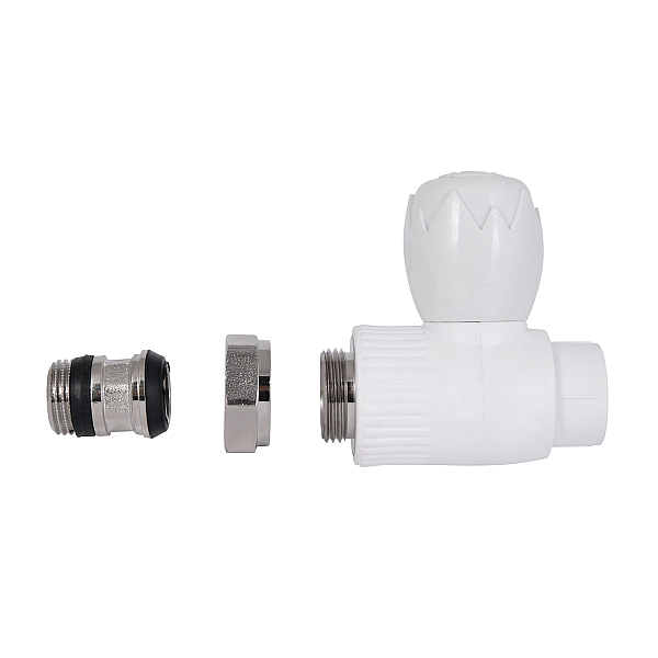 Кран з поліпроп. прямий кульовий  20х1/2"з д/радіаторів  Blue Ocean "Бiлий" - Фото - 3